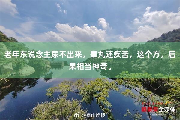 老年东说念主尿不出来，睾丸还疾苦，这个方，后果相当神奇。
