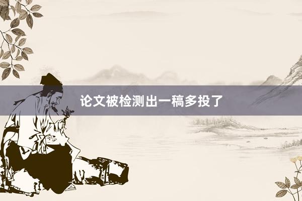 论文被检测出一稿多投了