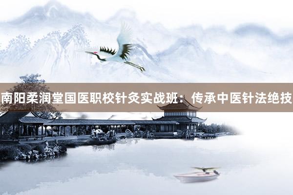 南阳柔润堂国医职校针灸实战班：传承中医针法绝技