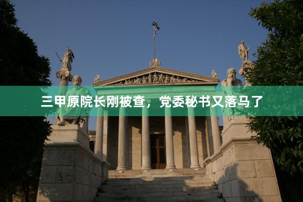 三甲原院长刚被查，党委秘书又落马了